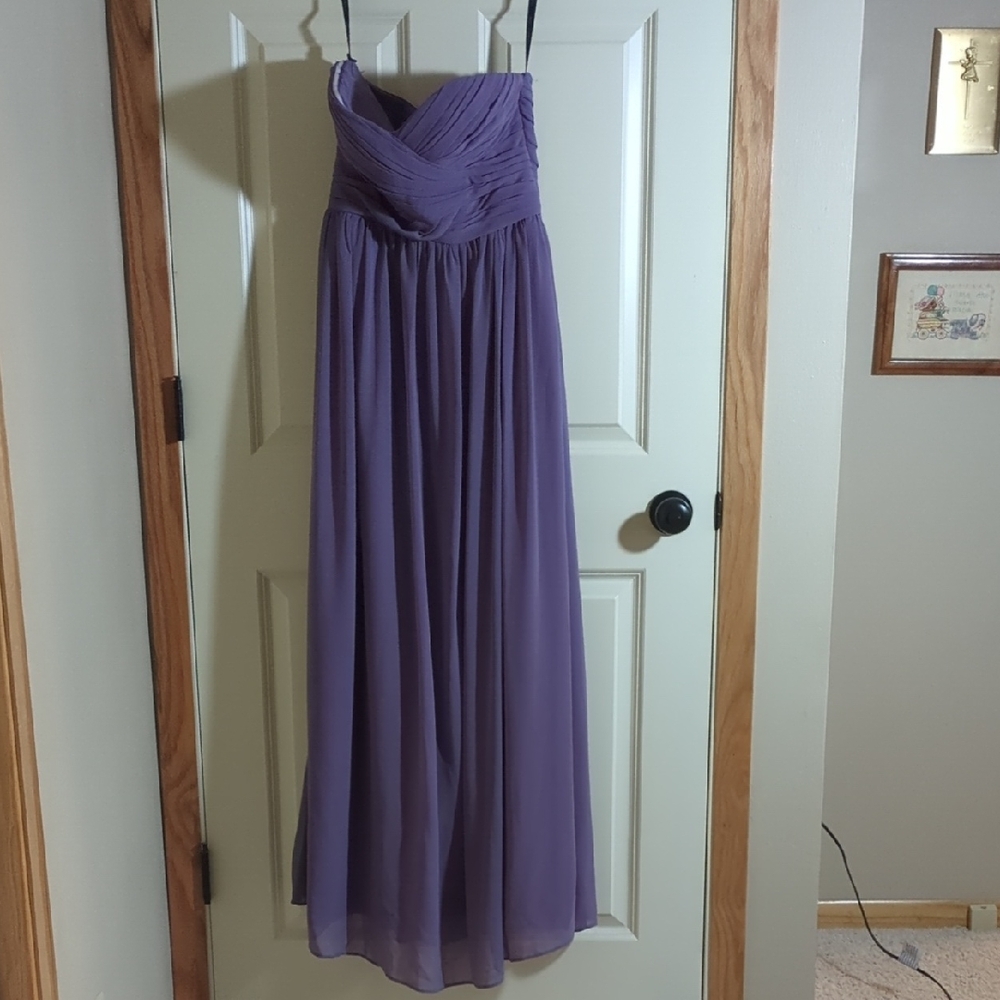 Bill Levkoff Purple Ruched Maxi Dress